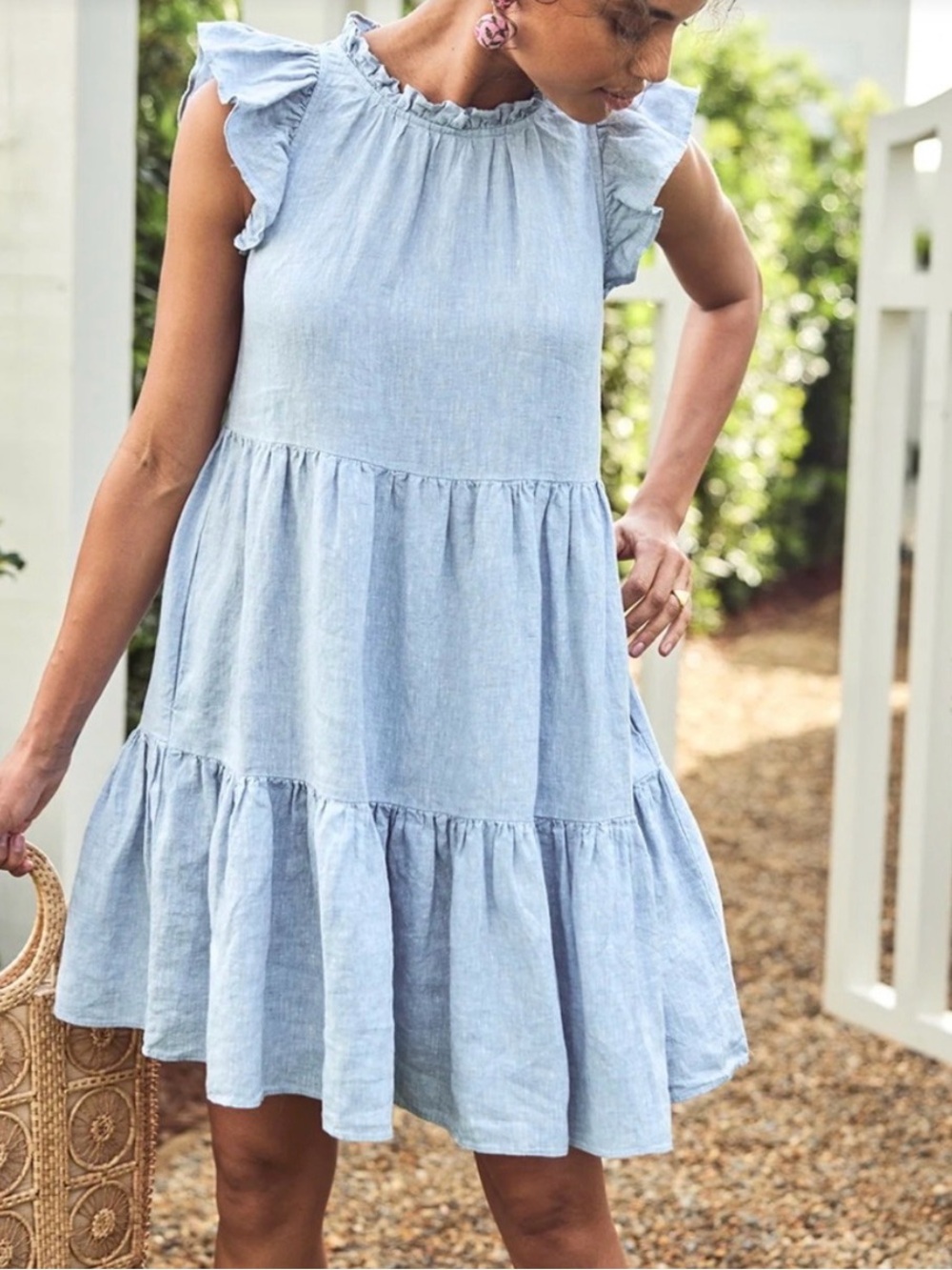 Lake Tiered Mini Dress in Light Blue
